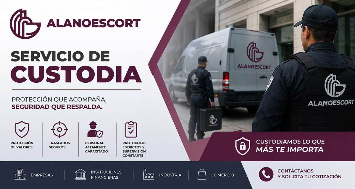 Servicio de custodia de protección de valores en traslados seguros Alanoescort México